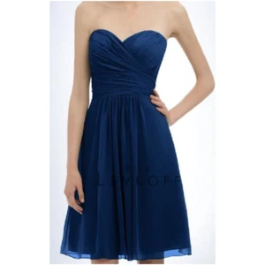 Bill Levkoff Chiffon Trägerlos Cocktailkleid Herzausschnitt Marine Kleid 10 - Bild 1 von 12