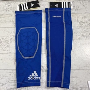 1 Pair ADIDAS Ironskin Elbow Pad Arm Sleeve Compression Royal Blue Large Sports - Picture 1 of 9