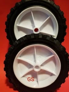 2 Stck. 7 ZOLL HALBFEST HARTGUMMI FLACH KOSTENLOSER ERSATZ RADFELGENMÄHERWAGEN  - Bild 1 von 1