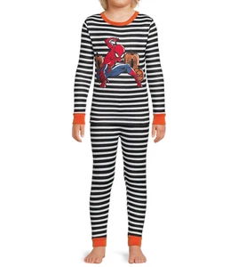 Marvel Boys Spiderman Halloween Striped Pajama Set 2-Piece Multicolor Size 10 - Picture 1 of 4