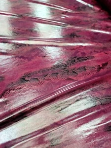 Snake Skin Print Vine Black  Fabric Sold By The Yard - 58" Glossy Fsux Leather  - Picture 1 of 10