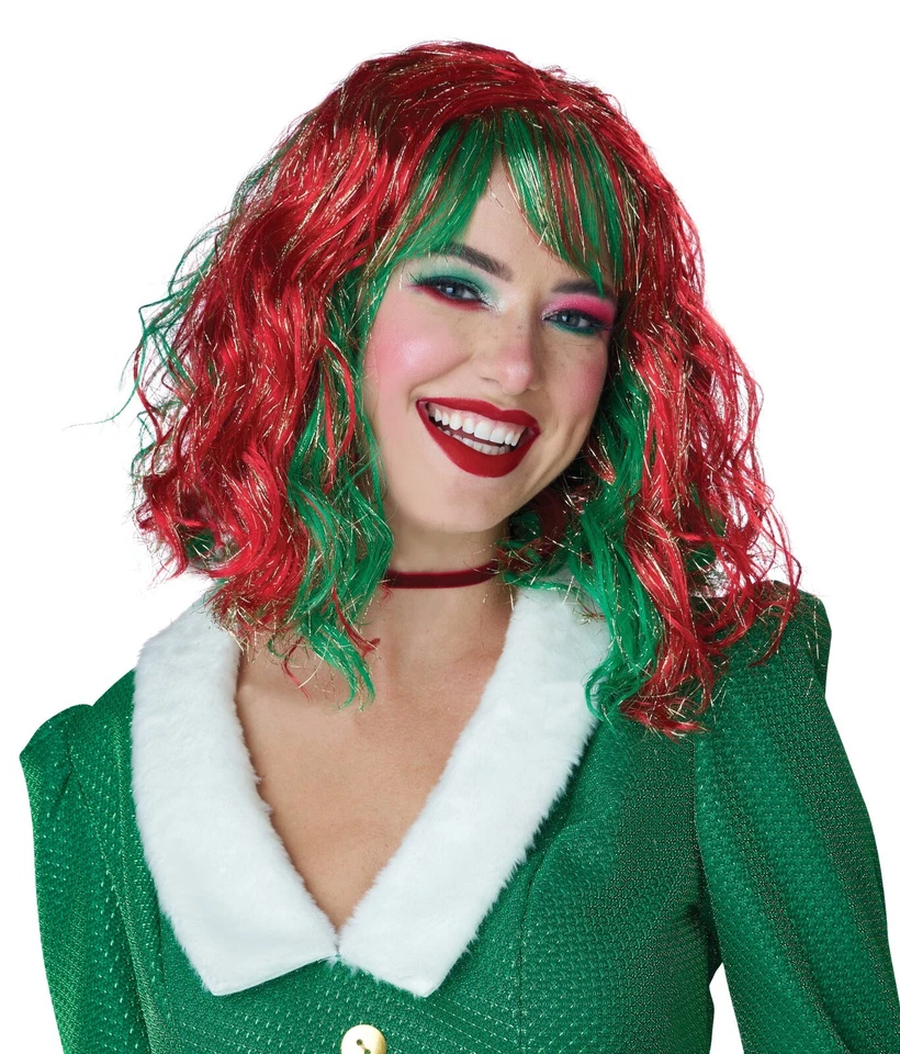 Peluca Disfraz Elfo Navidad Brillante Festival Vacaciones Bob Adulto Foto 1 de 1