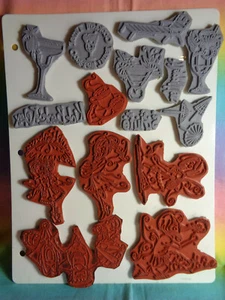 Rubber Stamps Variety Sheet With Grey Backing 15 pcs - Imagen 1 de 9