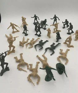 VTG 30 Toy Soldiers Army Military Men Plastic Green and Beige various Poses 2.5” - Picture 1 of 12