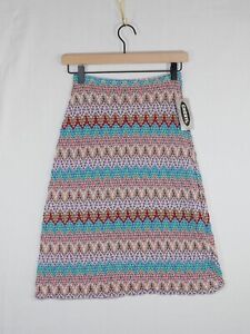 Vintage Cheryl Creation Midi Skirt Boho Colorful Stretchy Striped USA Small NWT