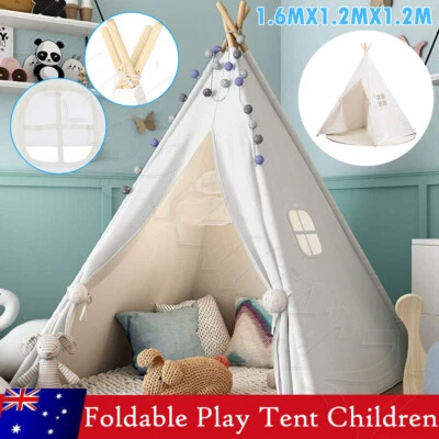160cm Large Kid Tent Teepee Cotton Canvas Childrens Play Wigwam Indoor House - image 1 of 4