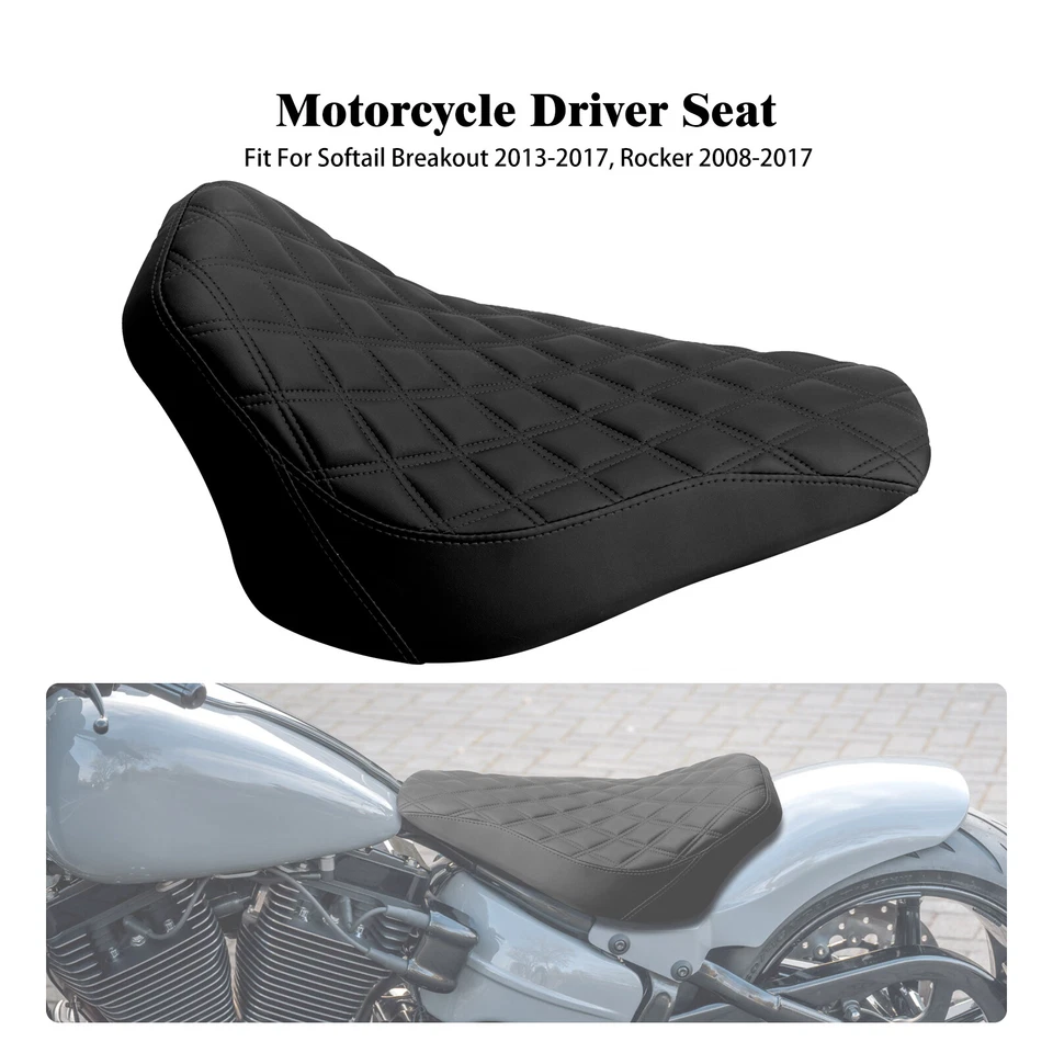 Black Front Driver Solo Seat For Harley Rocker C 2008-2017 Breakout 2013-2017 - Image 1 of 4