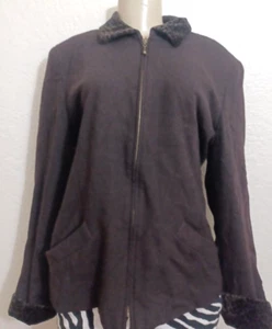 Campagne Express Tailleur Jacket Womens Petite 11/12 Zip Jacket Animal Print - Picture 1 of 8