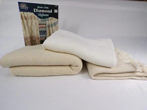 Vintage Monk Cloth Lot Diamond Afghan Patterns & 3 Pieces Fabric 100% Cotton L22 - Picture 1 of 15