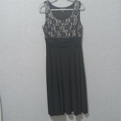 Vestido midi acanalado sin mangas de encaje floral Perceptions New York para mujer 12 Foto 1 de 4