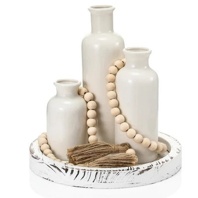 5 Pcs Rustic Country Tabletop Centerpieces Decor Set of 3 Boho Ceramic Vases ... - Image 1 of 4