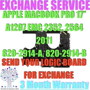 820-2914-A LOGIC BOARD EXCHANGE SERVICE FOR MACBOOK PRO 17" A1297 2011 = NEW GPU - Picture 1 of 1