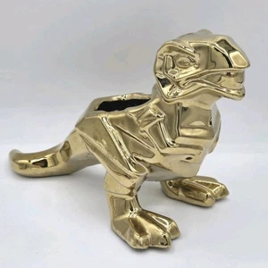 T-Rex Gold Metallica Dinosaurier Pflanzgefäß Abflussloch geometrisch 5,5 cm Pflanztopf - Bild 1 von 9
