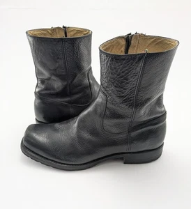 Botas de motociclista vaqueras de cuero negras con cremallera lateral Frye para hombre 10382 talla 11 - Imagen 1 de 9