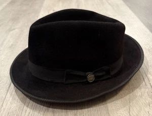 Stetson Black Genuine Fur Felt Whippet Fedora Hat - Size 6 7/8 - Picture 1 of 7