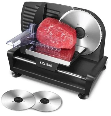  Fatiador de carne para uso doméstico, 200W cortador elétrico de alimentos Deli com dois removíveis  - Imagem 1 de 4