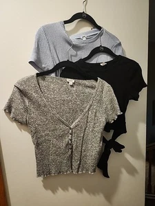 SET OF THREE Cropped Shirts Size Medium From Garage - Picture 1 of 13