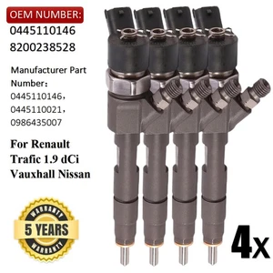4x Iniettore Diesel per Renault Trafic Vauxhall Nissan 0445110021 0445110146 - Foto 1 di 11