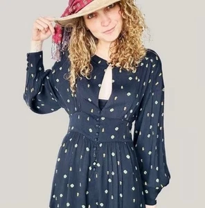 Free People Comb Romper Black and Gold Patterned Romper Size XS - Picture 1 of 16