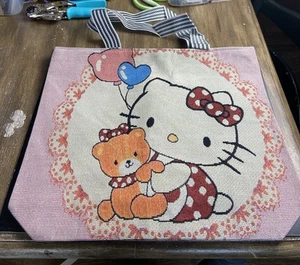 Hello Kitty große Tragetasche aus Webstoff 15 x 17 Sanrio Teddybär Freunde NEU - Bild 1 von 4
