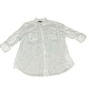 Tommy Bahama Two Palms Linen Button Up Shirt Roll Tab Sleeve White Women’s XL - Picture 1 of 8
