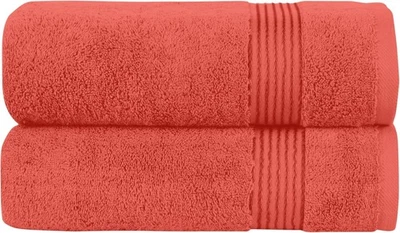 Juego de 2 toallas de baño de algodón turco 优质 (68x137 厘米 - 珊瑚色) — 第 1/4 张图片