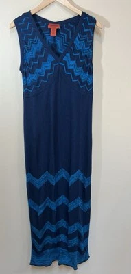 Maxi Vestido para Mujer Missoni For Target Tejido Chevron Azul Sin Mangas Talla Mediana Foto 1 de 4