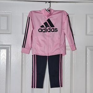 Adidas Girl's Track Pants and Jacket Set,  Size 6X, Black And Pink