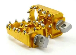 Flo Moto Gold Aluminum Motorcycle MX Platform Foot Pegs Pair Set Harley Custom - Picture 1 of 4
