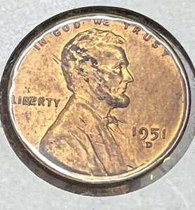 1951 D Lincoln Cent BIE Variety Die Crack Red BU - Picture 1 of 7