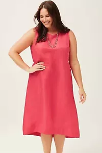 NEW J Jill Dress Women XL Plus Strawberry Pink Midi Tank Linen Shift Sleeveless - Picture 1 of 12
