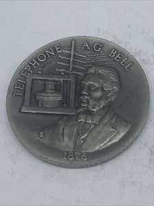 Telephone A. G. Bell - 1876 - Longines Symphonette Pewter Medal - Picture 1 of 3