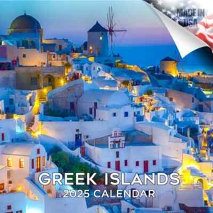 ISOLE GRECHE Calendario da Parete 2025 Mediterraneo Santorini Grecia Regalo Amante - Foto 1 di 2