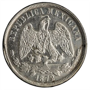 Mexico: Republic 1872 Mo M Silver Peso, 27.03 gr., 38  mm, EF.   KM-408.5 - Picture 1 of 3