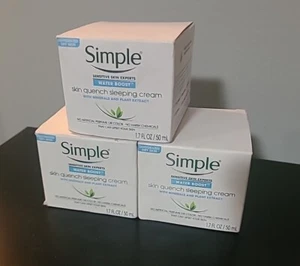 Lot of THREE SIMPLE WATER BOOST SKIN QUENCH SLEEPING CREAM 1.7oz Each - Picture 1 of 4
