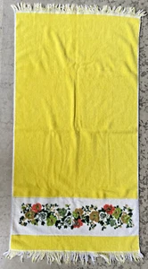 Vintage Badetuch JC Penney hellgelb Mohn Blumen Fransen MCM 70er 70er USA - Bild 1 von 12