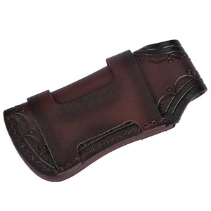 4" Folding Knife Holder Sheath Leather Storage Pouch With Snap Closure Belt Loop - Picture 1 of 20