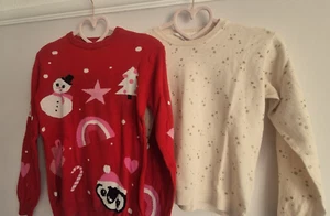 Girls H&M 2x Christmas Jumpers UK Size 8 -10 yrs - Picture 1 of 12