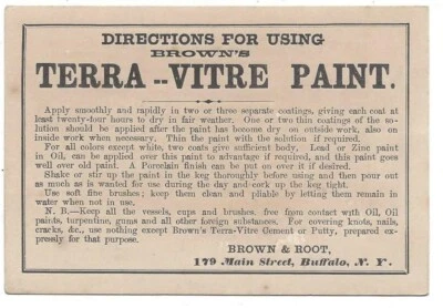 Direction Cards for Brown's Terra-Vitre Paint, Brown & Root, Buffalo, NY DD - Image 1 of 2