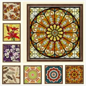 3D Statisch Haft Fenster Folien Matt Buntglas Kirche Glas Aufkleber Vintage Dekor - Bild 1 von 21