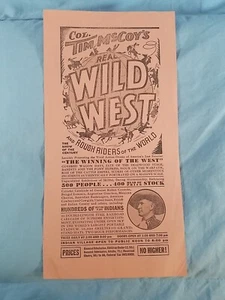 Vintage Col. Tim McCoy's Real Wild West Advertising Flyer Handbill - Picture 1 of 2