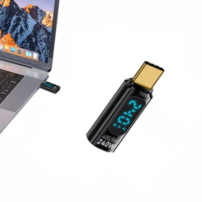 1PC Digital LED Display USB 4 Type-C Adapter  PD 240W USB C Extension Laptop* - Image 1 of 4