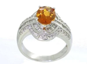 Anillo De Citrino Y Diamante De 14K Oro Blanco De 2.41ct - Imagen 1 de 8