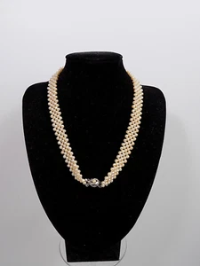 Edles Damen Collier Perlenkette 925er Silber Schließe 5er Reihe Halskette 20.JHD - Picture 1 of 11