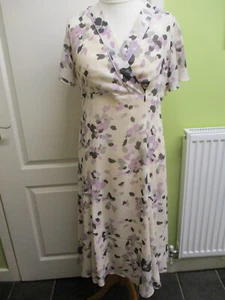 EASTEX SIZE 12 WOMENS SPECIAL OCCASION DRESS FLOATY CHIFFON IVORY LILAC MIX - Picture 1 of 5