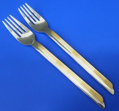 2 WMF Cromargan STRATOS GOLD Accent Glossy Stainless Japan Flatware DINNER FORKS - Image 1 of 4