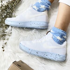 Nike Air Force 1 Low Crater Flyknit White Ice Blue Pure Platinum Size 8.5W