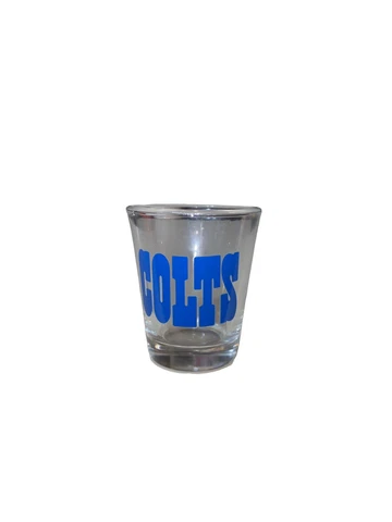 Indianapolis Colts Standard Sized Shot Glass NFL Clear With Blue Lettering Cover