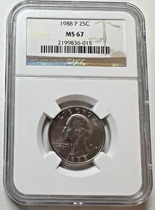 1988 P Washington Quarter 25C NGC MS 67 *Tied for highest NGC Graded 5/1/25* - Picture 1 of 8