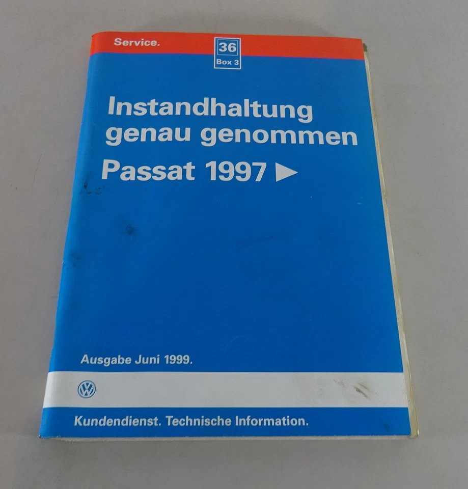 Manuale Officina Manutenzione Esattamente Preso VW Passat B5 Tipo 3B Stand - Immagine 1 di 1